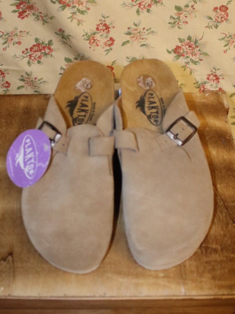 Plakton Suede Clogs With Cork Footbed Size 10